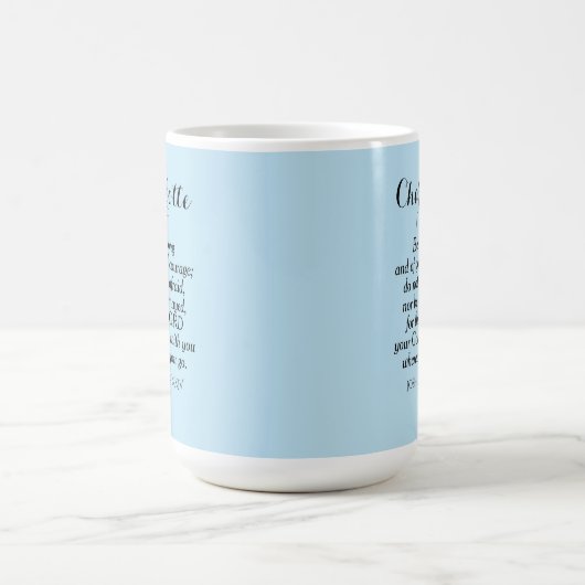 Light Blue Courage Bijbel Verse Custom Name Simple Koffiemok (Center)