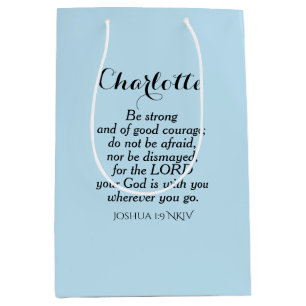 Light Blue Courage Bijbel Verse Custom Name Simple Medium Cadeauzakje