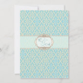 Light Blue Cross Damask Wedding-initiatief Kaart (Achterkant)