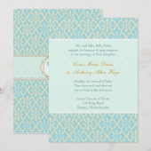 Light Blue Cross Damask Wedding-initiatief Kaart (Voorkant / Achterkant)