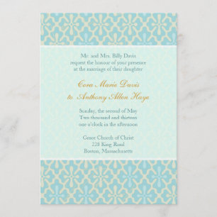 Light Blue Cross Damask Wedding-initiatief Kaart