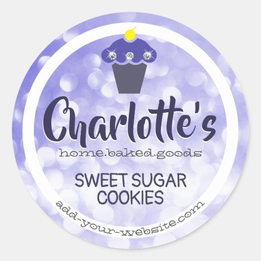 Light Blue Cute Ombre Glitter Cupcake-label Ronde Sticker (Voorkant)