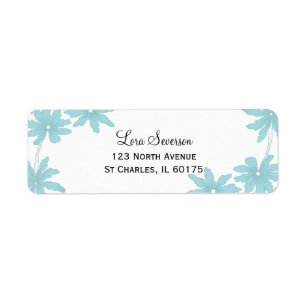 Light Blue Daisies op White Etiket