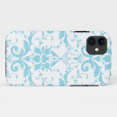 Light Blue Damask iPhone 5 Hoesje Hoesje (Achterkant (horizontaal))