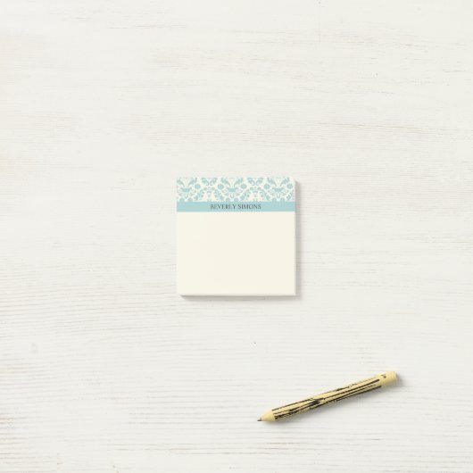 Light Blue Damask Post-it® Notes (Op bureau)