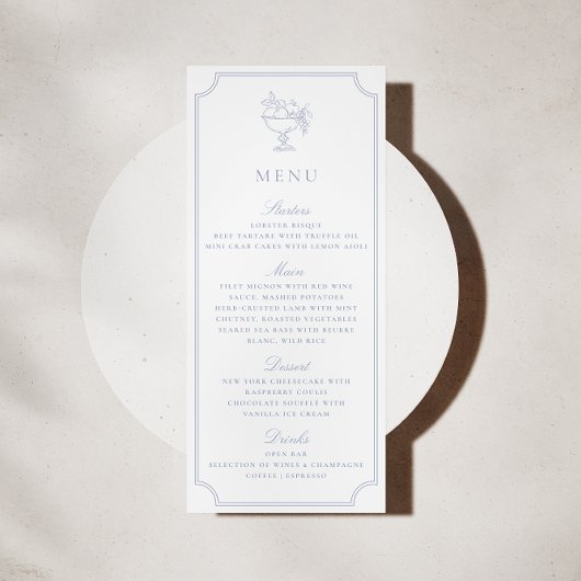 Light Blue Double Frame Wedding Menu Kaart
