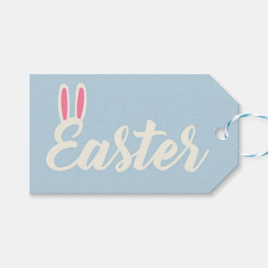 Light Blue “Easter” Script  Cadeaulabel (Voorkant (Horizontaal))