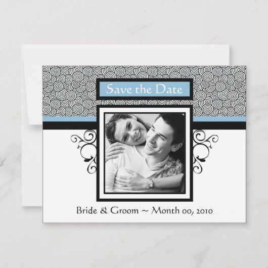 Light Blue en Black Save the Date Photo Cards (Voorkant)