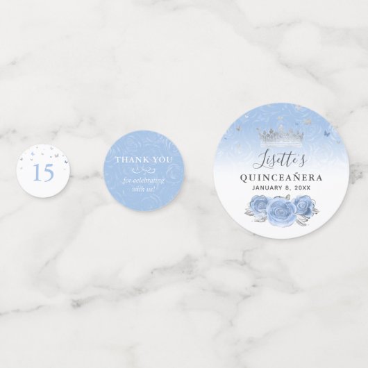 Light Blue en Silver Elegant Photo Confetti (Achterkanten)