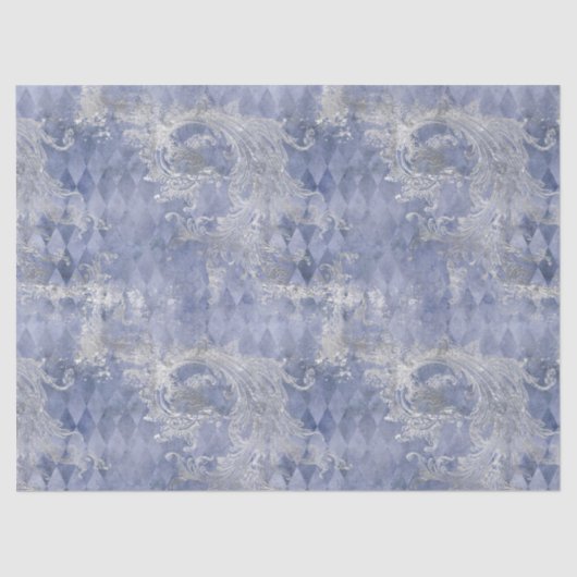 Light Blue en Silver Filigree ontkoppeling Tissuepapier (Voorkant)