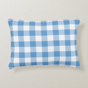 Light Blue en White Gingham Pattern Accent Kussen