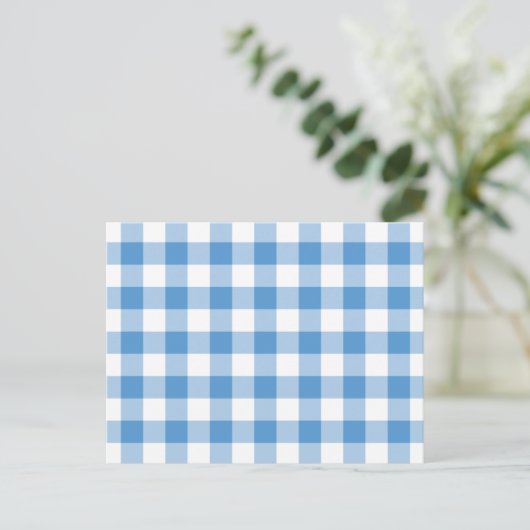 Light Blue en White Gingham Pattern Briefkaart (Staand voorkant)