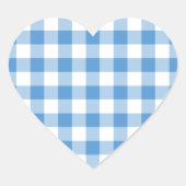Light Blue en White Gingham Pattern Hart Sticker (Voorkant)