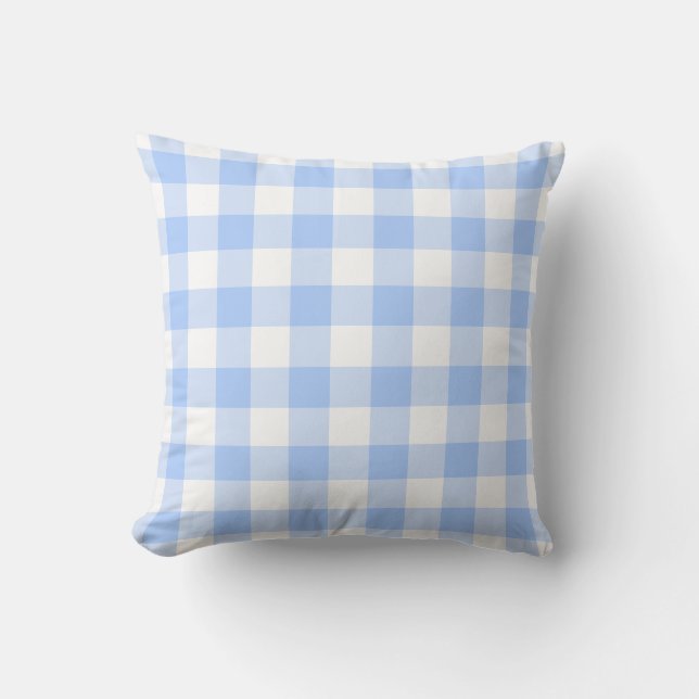 Light Blue en White Gingham Pattern Kussen (Voorkant)