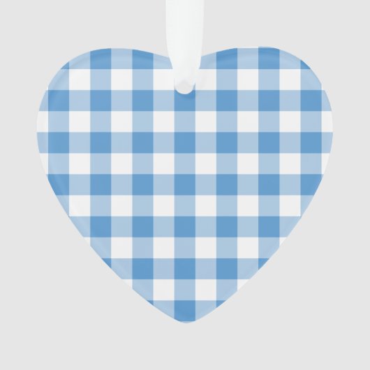 Light Blue en White Gingham Pattern Ornament (voorkant)