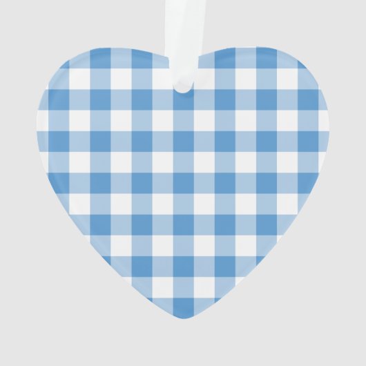 Light Blue en White Gingham Pattern Ornament (achterkant)