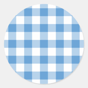 Light Blue en White Gingham Pattern Ronde Sticker