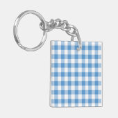Light Blue en White Gingham Pattern Sleutelhanger (Voorkant Links)
