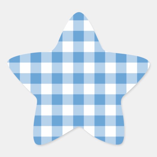 Light Blue en White Gingham Pattern Ster Sticker (Voorkant)
