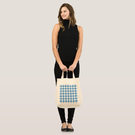 Light Blue en White Gingham Pattern Tote Bag (Voorkant (model))
