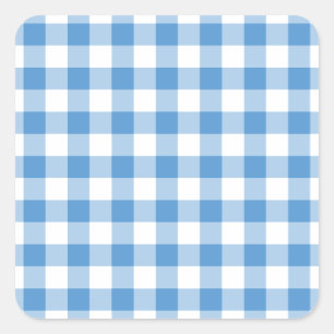 Light Blue en White Gingham Pattern Vierkante Sticker