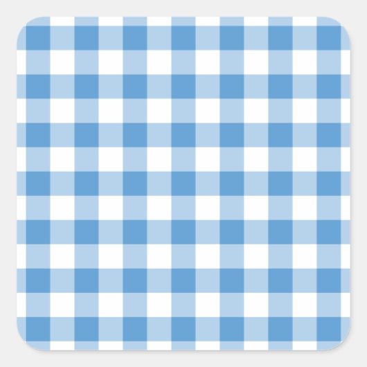 Light Blue en White Gingham Pattern Vierkante Sticker (Voorkant)