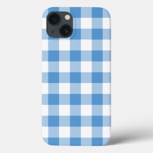 Light Blue en White Gingham Pset iPhone 13 Hoesje
