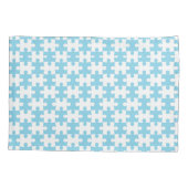 Light Blue en White Jigzaag Puzzle Piece Patroon Kussensloop (Achterkant)