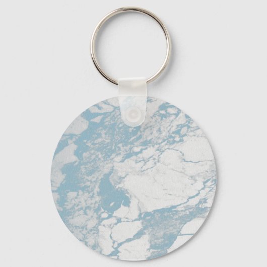 Light Blue en White Marble Pattern Sleutelhanger (Voorkant)