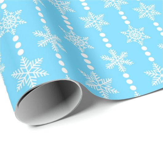 Light Blue en White Winter Snowflakes Pattern Cadeaupapier (Rol Hoek)
