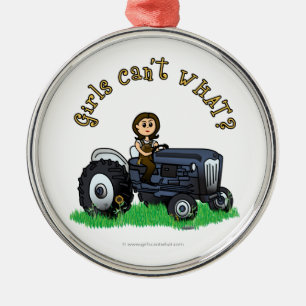 Light Blue Farmer Metalen Ornament