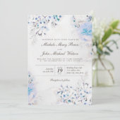Light Blue Floral Boho Fresh Wedding Invite Kaart (Staand voorkant)