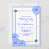 Light Blue Floral Elegant Birthday Kaart (Voorkant)