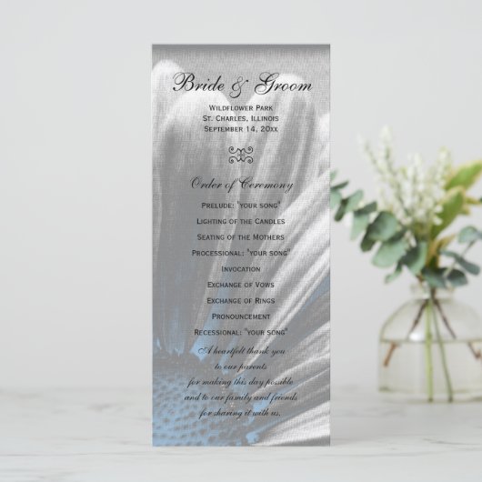 Light Blue Floral Highlight Wedding Programme Programma (Staand voorkant)