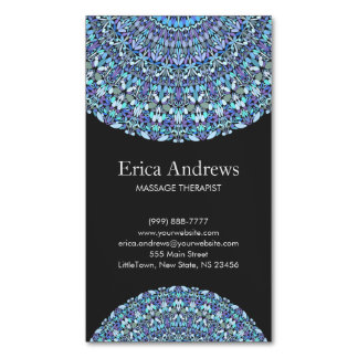 Light Blue Floral Mandala Magnetisch Visitekaartje