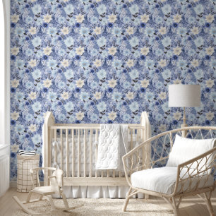 Light Blue Floral Pattern Behang