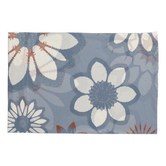Light Blue Floral Pattern Kussensloop (Achterkant)