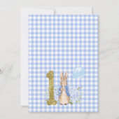 Light Blue Floral Peter Rabbit 1e verjaardag Kaart (Achterkant)
