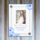 Light Blue Floral Quinceanera Canvas Afdruk