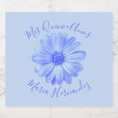 Light Blue Floral Quinceañera Sparkling Wijnetiket (Enkel label)