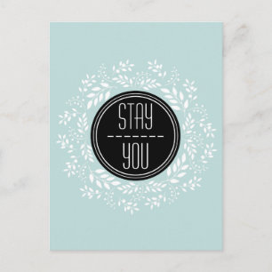 Light Blue Floral Wreator Inspirerend Quote Briefkaart
