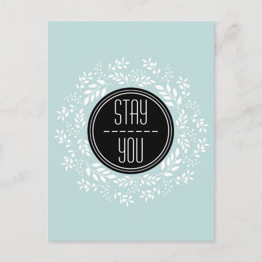 Light Blue Floral Wreator Inspirerend Quote Briefkaart (Voorkant)