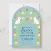 Light Blue Folk Art Easter Brunch Arch Invitation (Devant)
