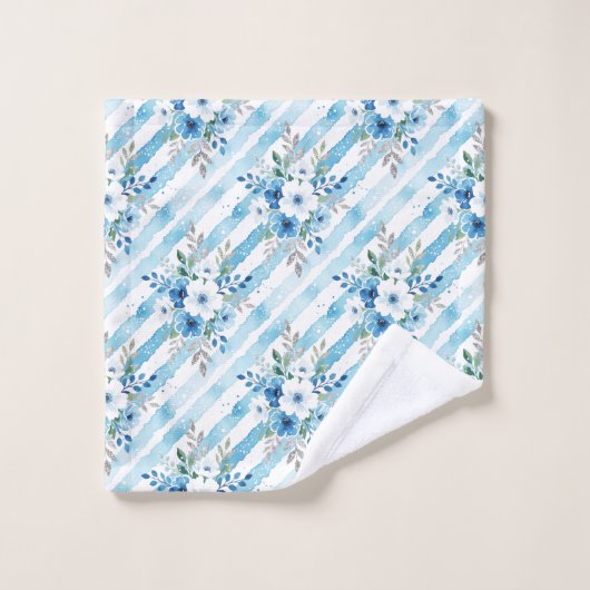Light Blue Geometric Coastal Spa Bathroom Decor (Gant de toilette)