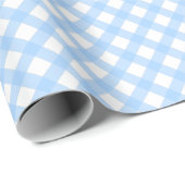 Light Blue Gingham Check Cadeaupapier (Rol Hoek)