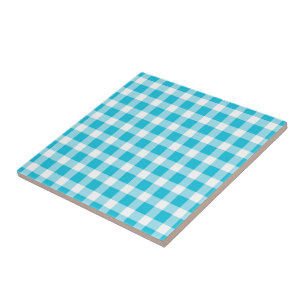 Light Blue Gingham Patroon Tegeltje