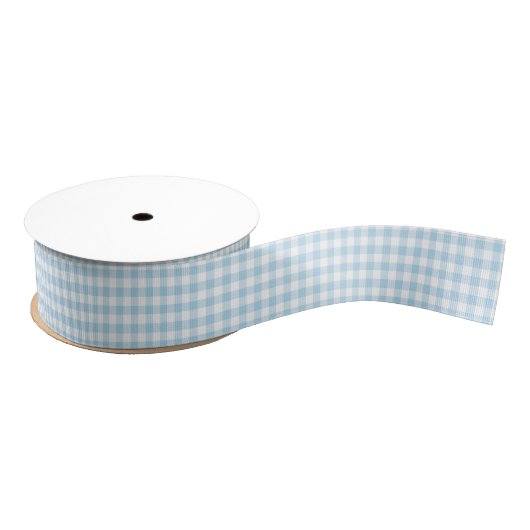 Light Blue Gingham Pattern Ribbon Grosgrain Lint (Spoel)