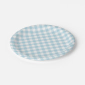 Light Blue Gingham Pset Patroon Papieren Bordje (Gekanteld)