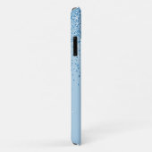 Light Blue Girly Glitter Glam Monogram Script Name Case-Mate iPhone Case (Achterkant/rechts)