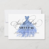 Light Blue Glitter Chic Dress Sweet 16 Birthday Save The Date (Voorkant)